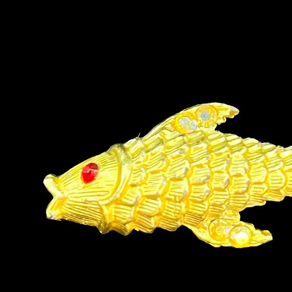 Vintage Gold Tone And Aurora Borealis Rhinestones Koi Fish Brooch ( 3361) - Picture 2 of 5